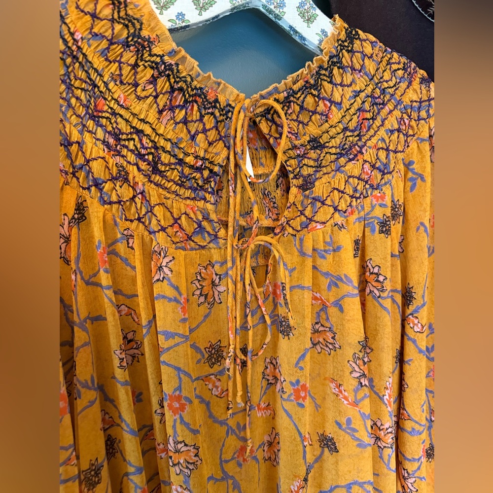 FREE PEOPLE mustard KEEPING UP WITH KARA tunic sz large - Picture 12 of 15